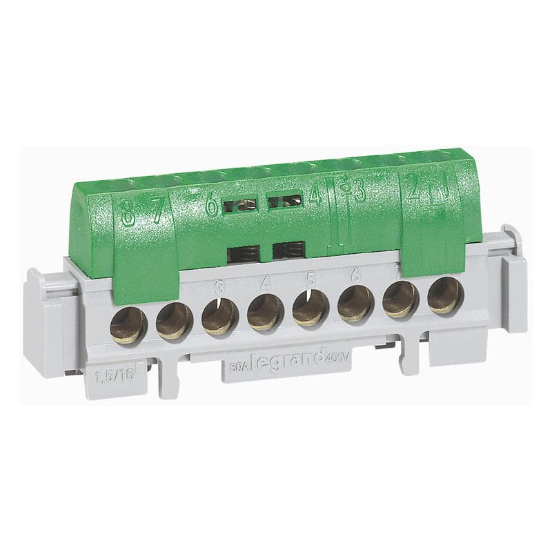 LEGRAND Aardingsklemmenblok - 75 mm IP2x - 8x16mm² - groen 004832