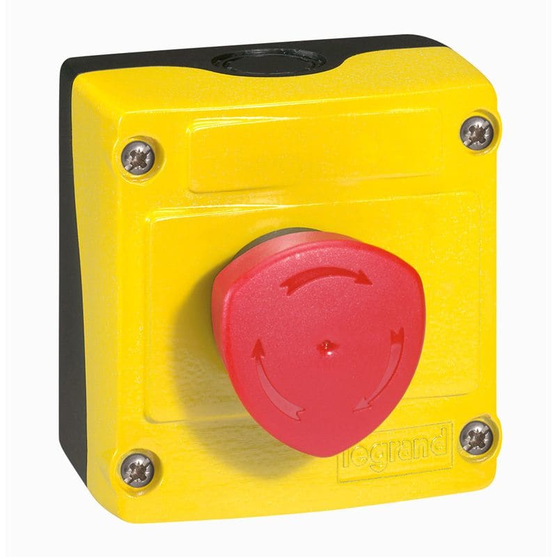 LEGRAND Osmoz drukknopkast NG 40mm - geel - rode vuistknop drukken/draaien 024212