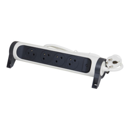 LEGRAND Premium contactdoos 4x2P+A met 1.5m snoer - zwart-wit 049447