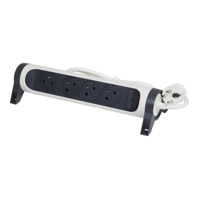 LEGRAND Premium contactdoos 4x2P+A met 1.5m snoer - zwart-wit 049447