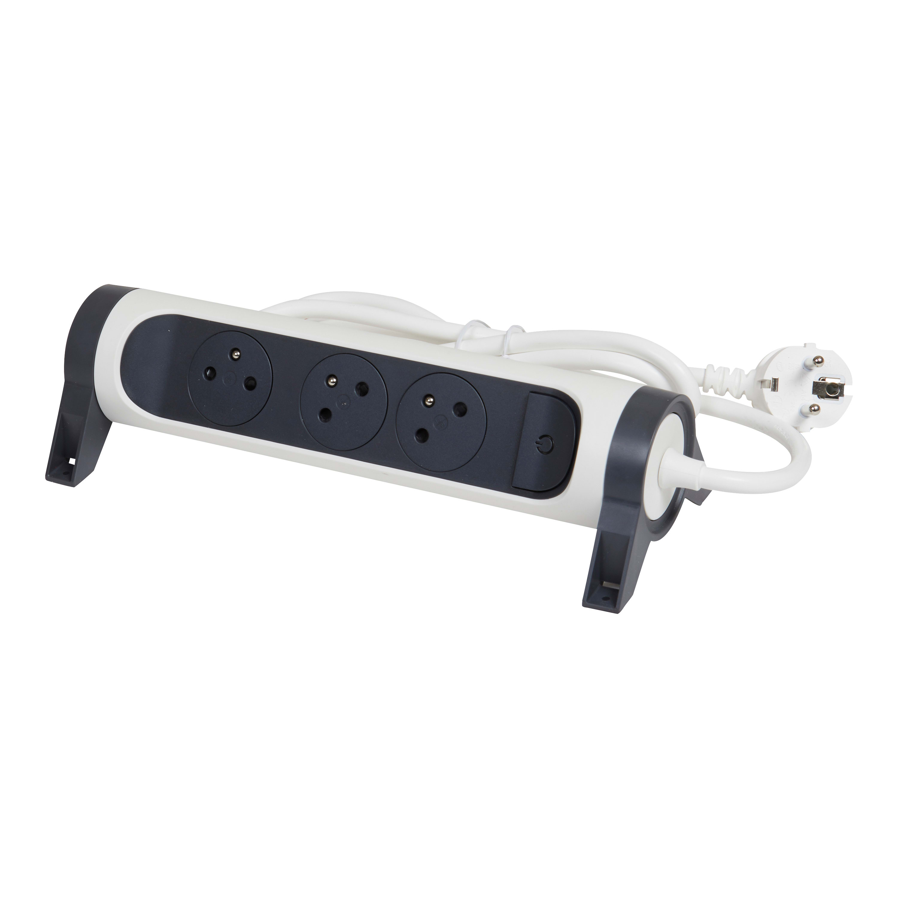 LEGRAND Premium contactdoos 3x2P+A met 3m snoer - zwart-wit 049458