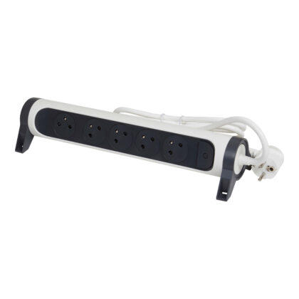 LEGRAND Premium contactdoos 5x2P+A met 3m snoer - zwart-wit 049461
