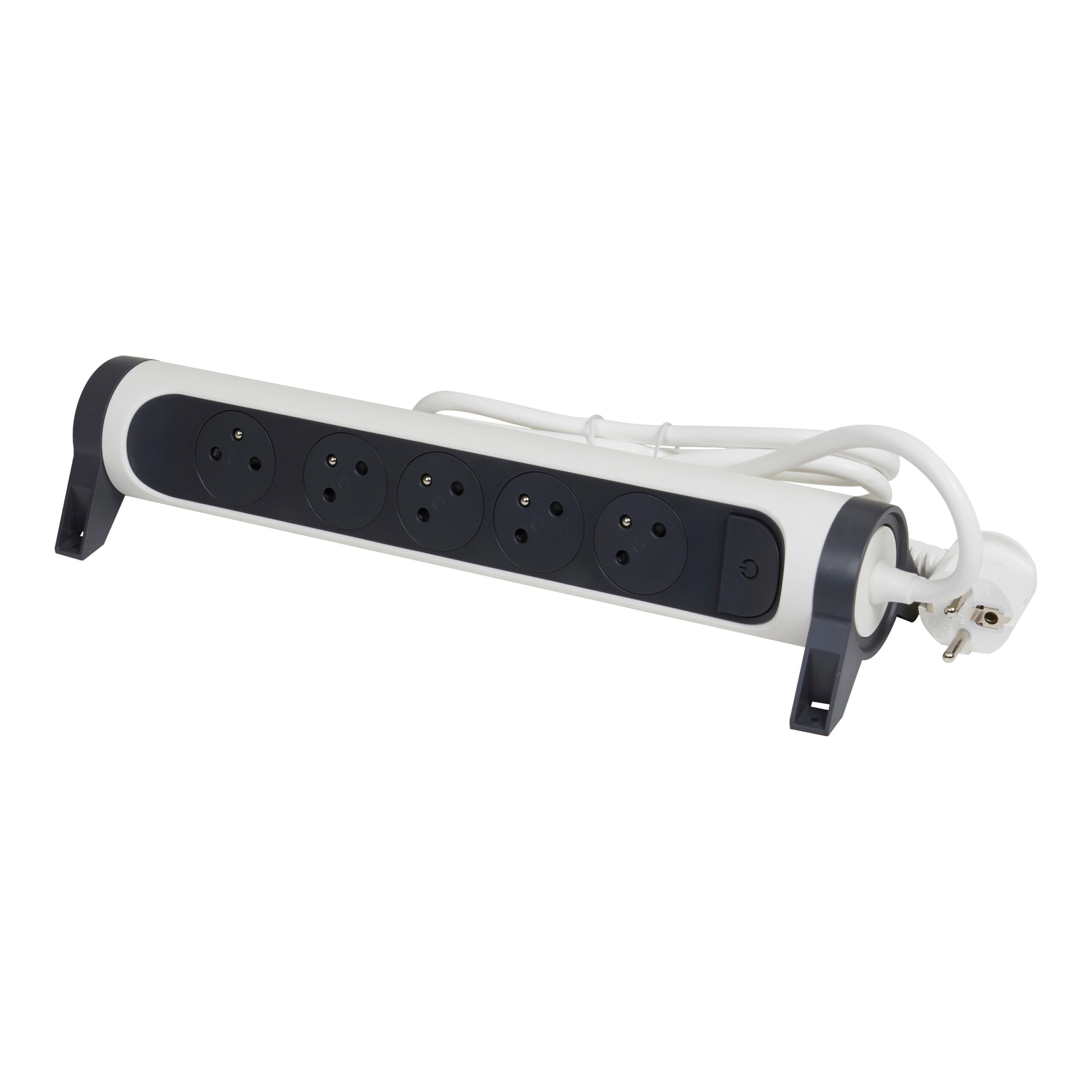 LEGRAND Premium contactdoos 5x2P+A met 3m snoer - zwart-wit 049461