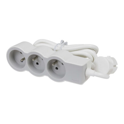 LEGRAND Standaard contactdoos 3x2P+A 3m snoer wit-grijs 049488