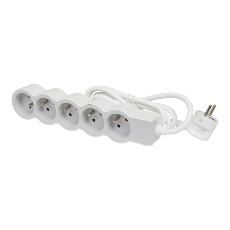 LEGRAND Standaard contactdoos 5x2P+A met 3m snoer - wit-grijs 049492