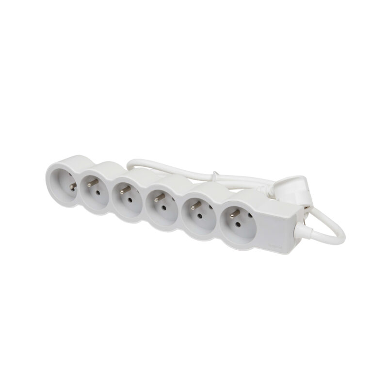 LEGRAND Standaard contactdoos 6x2P+A met 3m snoer - wit-grijs 049494