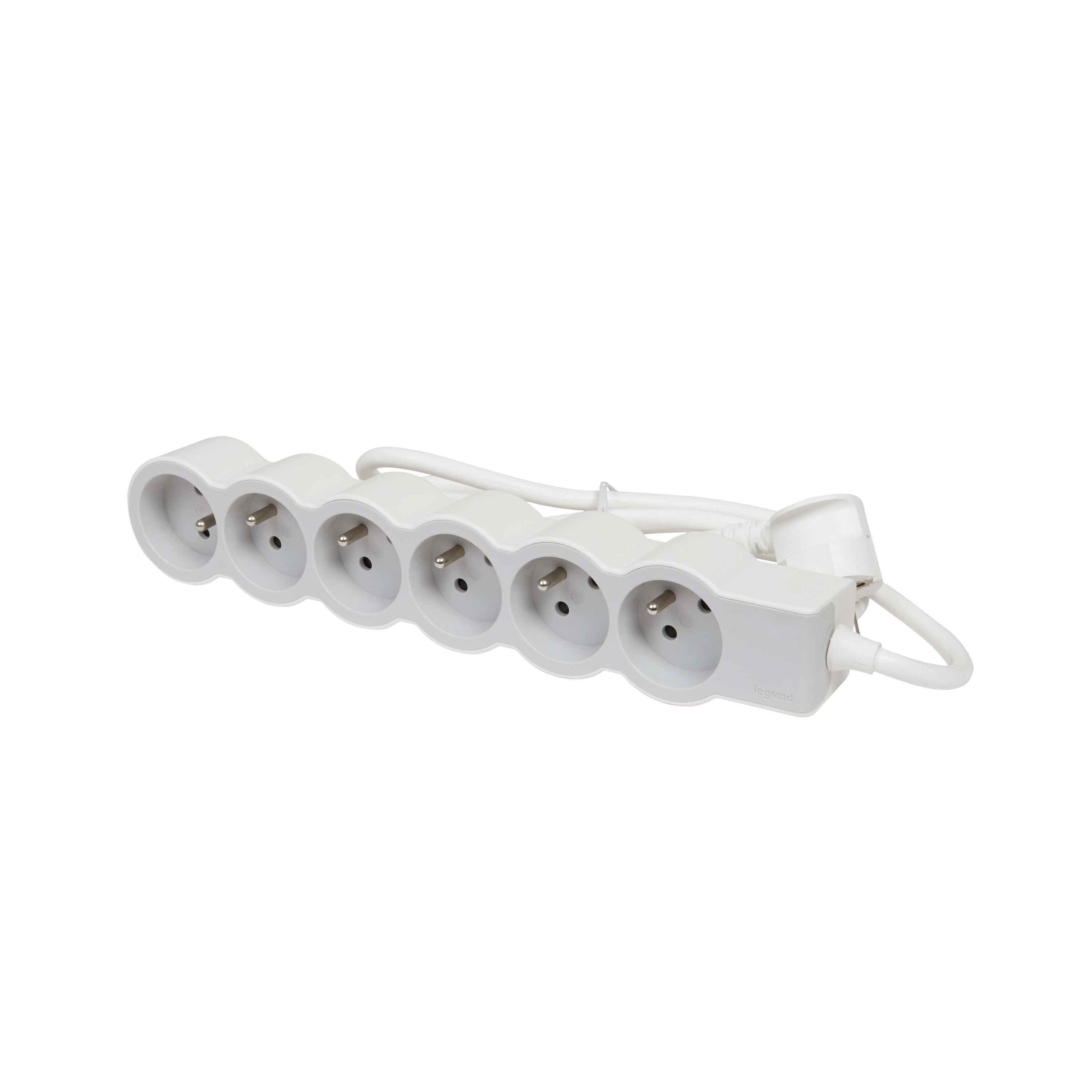 LEGRAND Standaard contactdoos 6x2P+A met 3m snoer - wit-grijs 049494