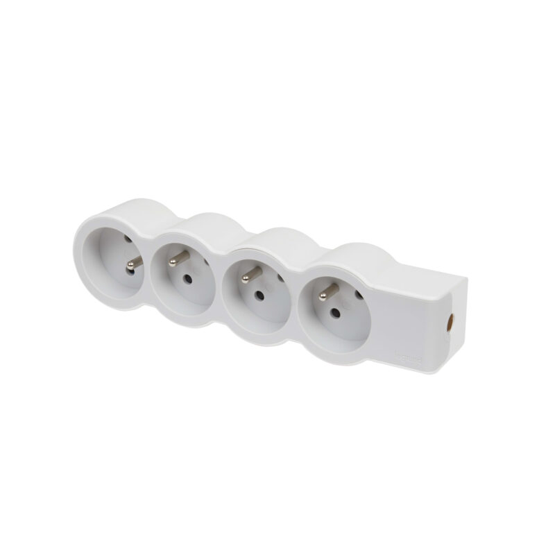 LEGRAND Standaard contactdoos 4x2P+A zonder snoer - wit-grijs 049497