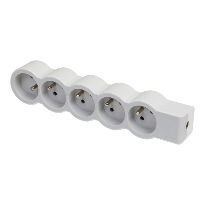 LEGRAND Standaard contactdoos 5x2P+A zonder snoer - wit-grijs 049498