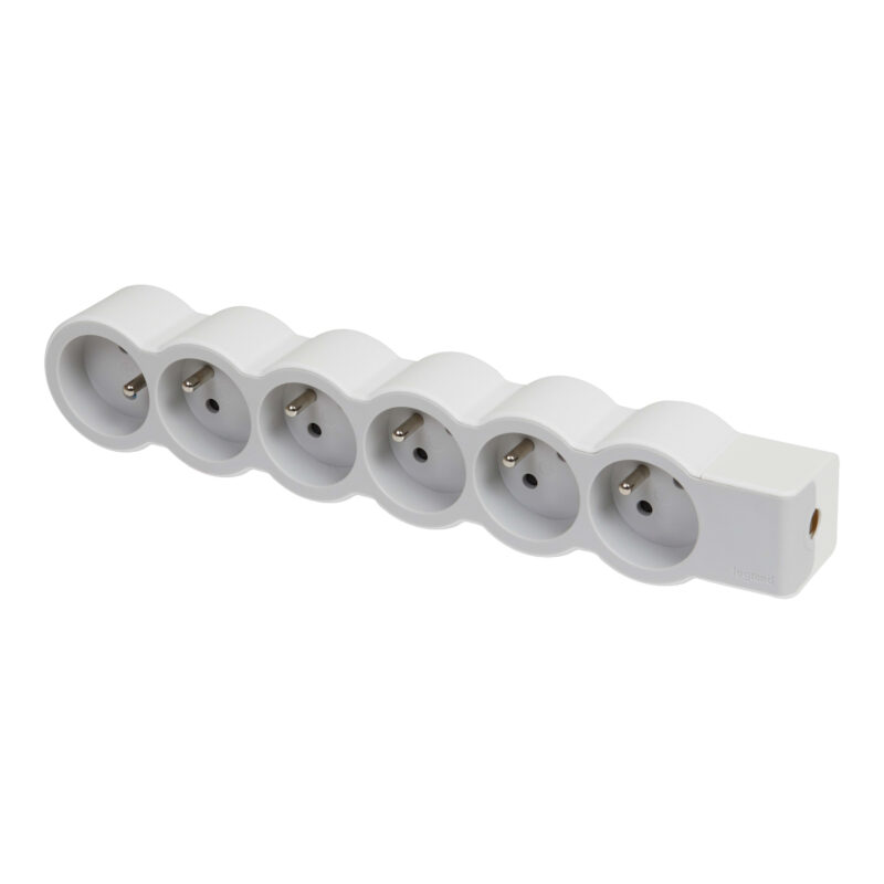 LEGRAND Standaard contactdoos 6x2P+A zonder snoer - wit-grijs 049499