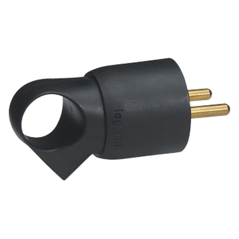 LEGRAND Stekker 2P+A met ring 16A zwart 050428