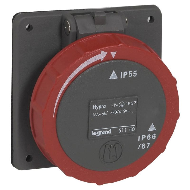 LEGRAND Half-inbouw contactdoos 380V 32A 3P+N+A Hypra - IP 66/67-55 - 70x70 053051