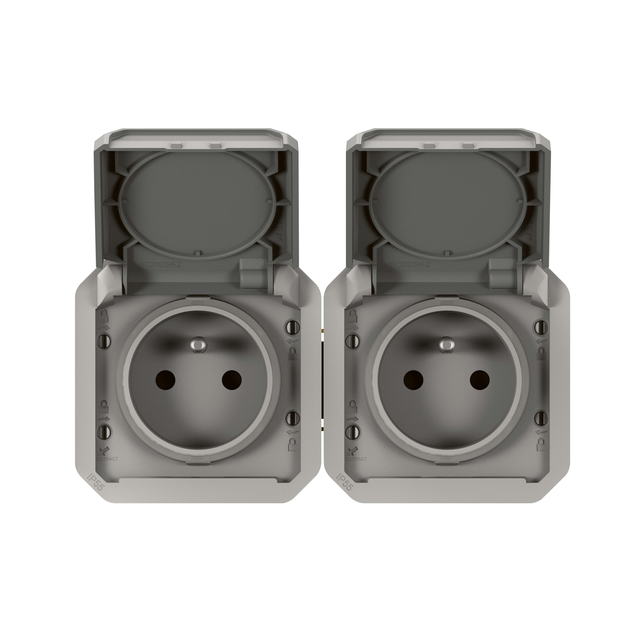 LEGRAND Plexo contactds 2Vx2P+A horiz mechanisme - IP55 IK08 grijs 069562L