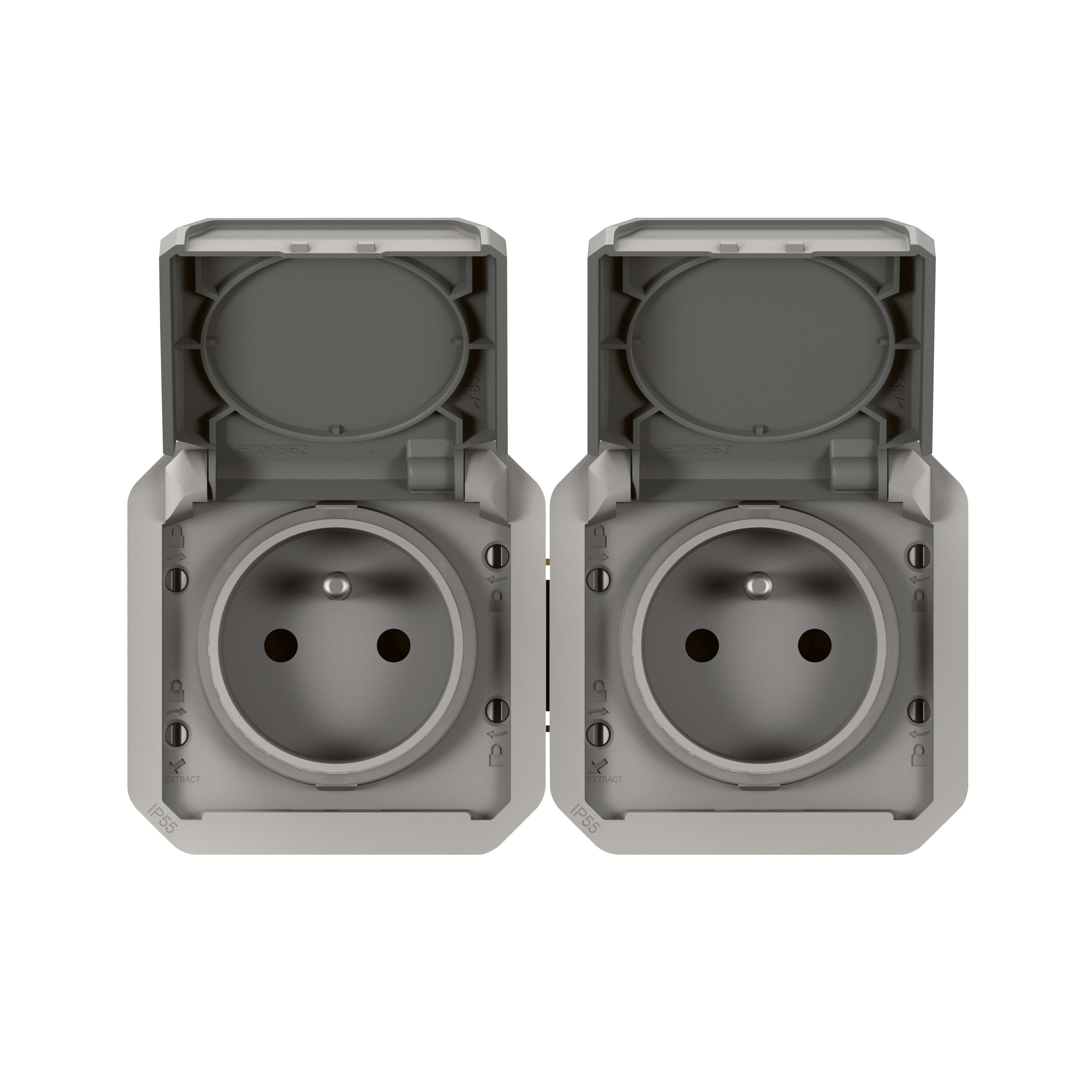 LEGRAND Plexo contactds 2Vx2P+A horiz mechanisme - IP55 IK08 grijs 069562L