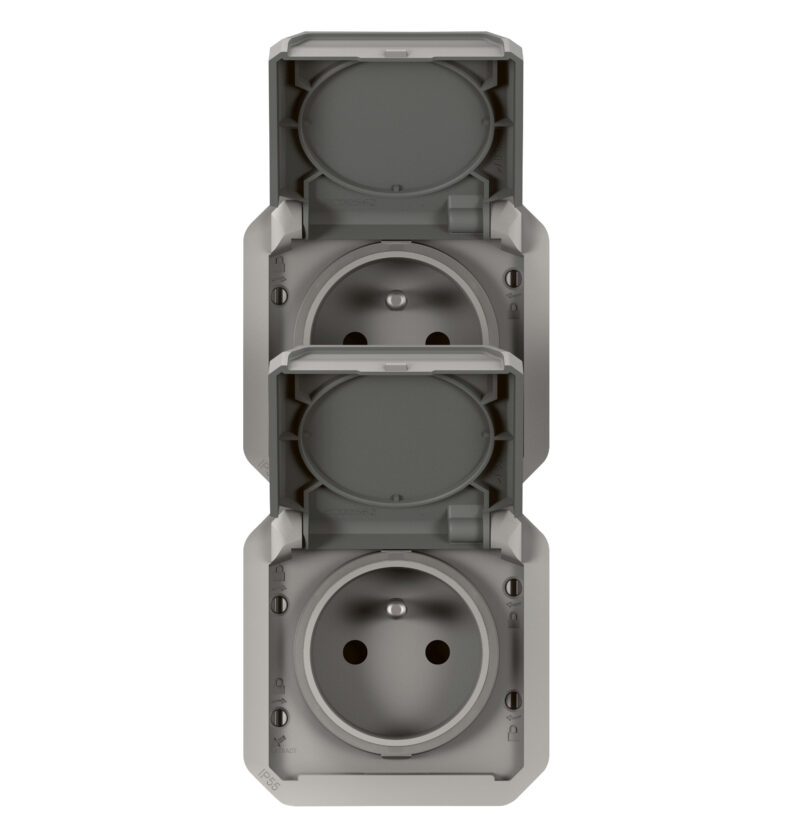 LEGRAND Plexo contactds 2Vx2P+A vert. mechanisme - IP55 IK08 grijs 069563L