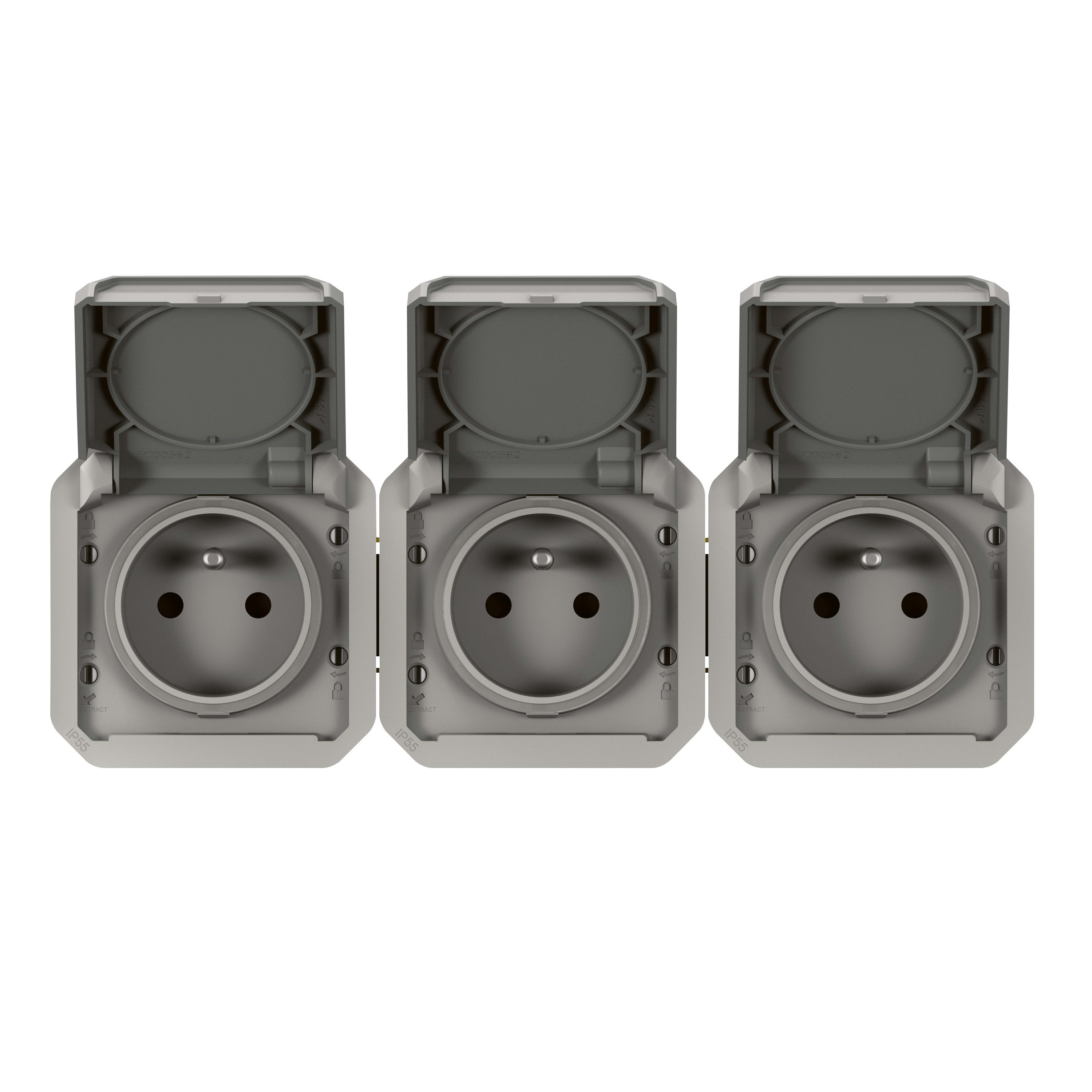 LEGRAND Plexo contactds 3Vx2P+A horiz mechanisme - IP55 IK08 grijs 069564L
