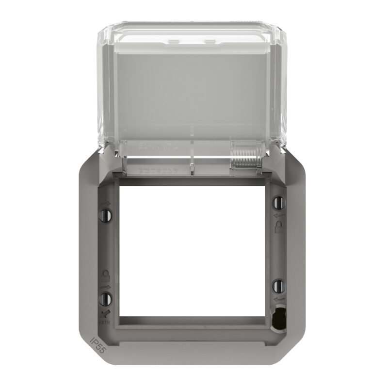 LEGRAND Plexo adapter Mosaic 2 mod met transparant deksel grijs 069580L