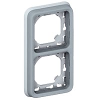 LEGRAND Plexo inbouwkader + afdekplaat 2 mechanismen verticaal - grijs 069685