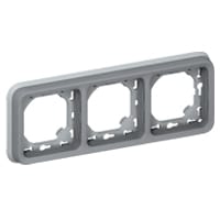 LEGRAND Plexo inbouwkader + afdekplaat 3 mechanismen horizontaal - grijs 069687