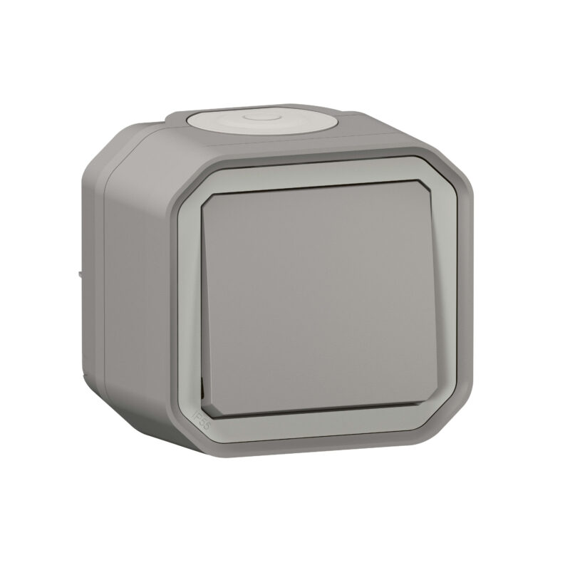 LEGRAND Plexo drukknop NO 10A 250V compleet IP55 IK08 grijs 069720L