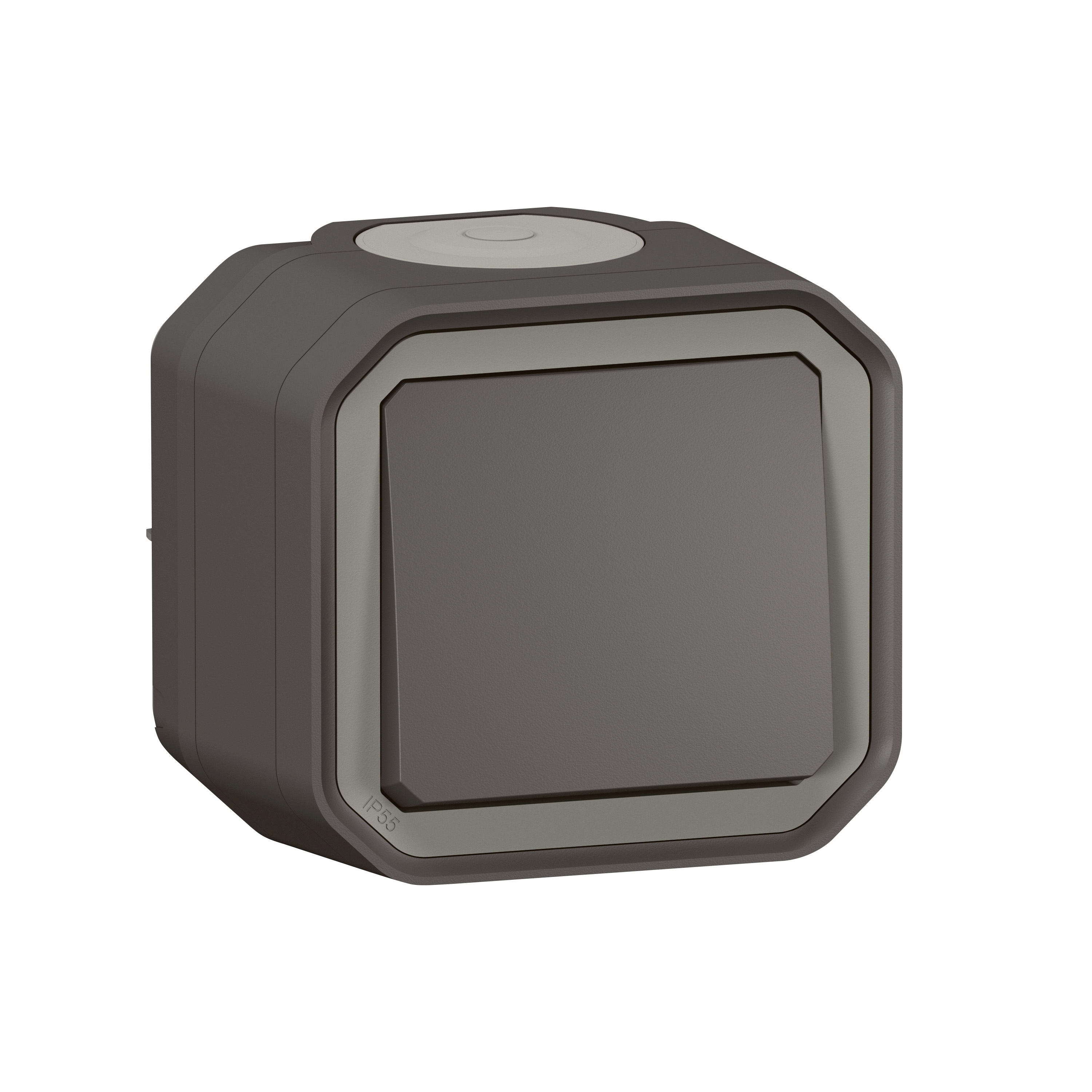 LEGRAND Plexo wisselschakelaar 10AX compleet IP55 IK08 antraciet 069761L