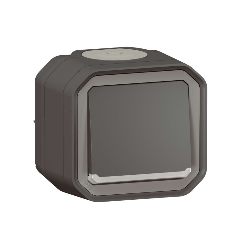 LEGRAND Plexo drukkn 250V 10A verlicht compleet IP55 IK08 antraciet 069782L
