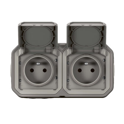 LEGRAND Plexo DIY contactdoos 2 voudig horizontaal compl IP55 grijs 070005