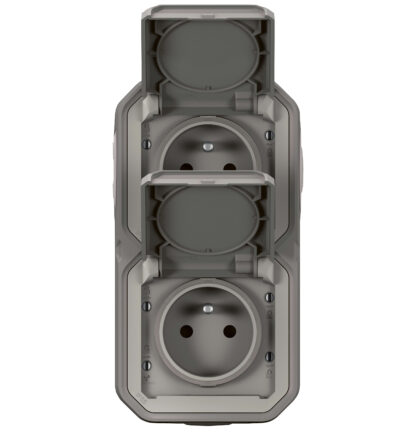 LEGRAND Plexo DIY contactdoos 2 voudig verticaal compleet IP55 grijs 070013