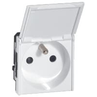 LEGRAND Mosaic contactdoos 2P+A + klapdeksel 10/16A 250V - 2 modules - wit 077119