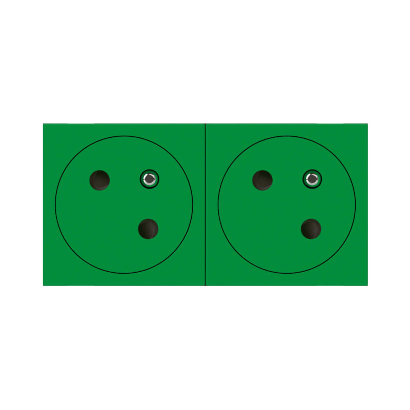 LEGRAND Mosaic Link contactdoos 2x2P+A -vlak- contactdoos op 45°-4 modules groen 077162L
