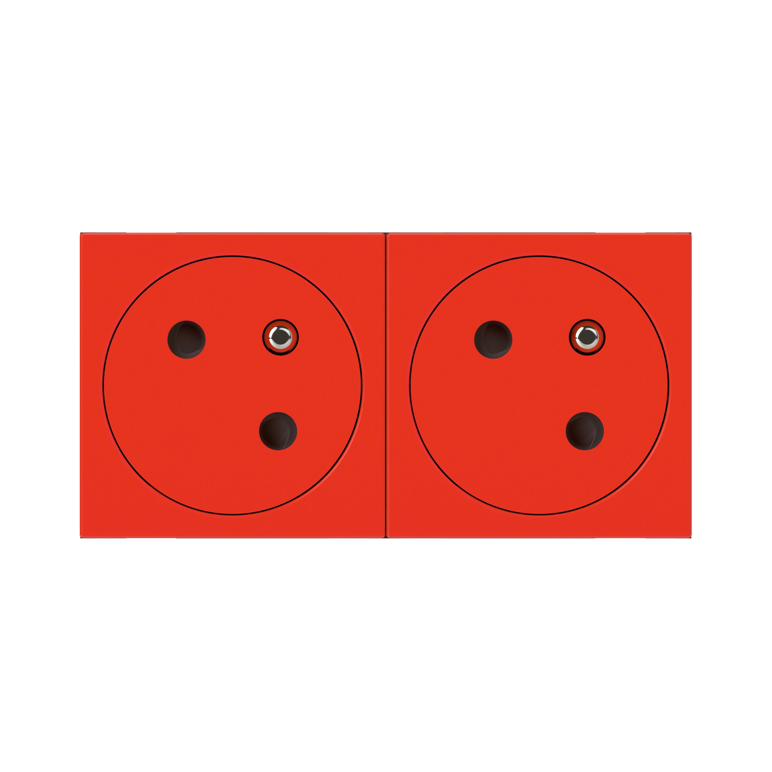 LEGRAND Mosaic Link contactdoos 2x2P+A -vlak- contactdoos op 45°-4 modules rood 077172L