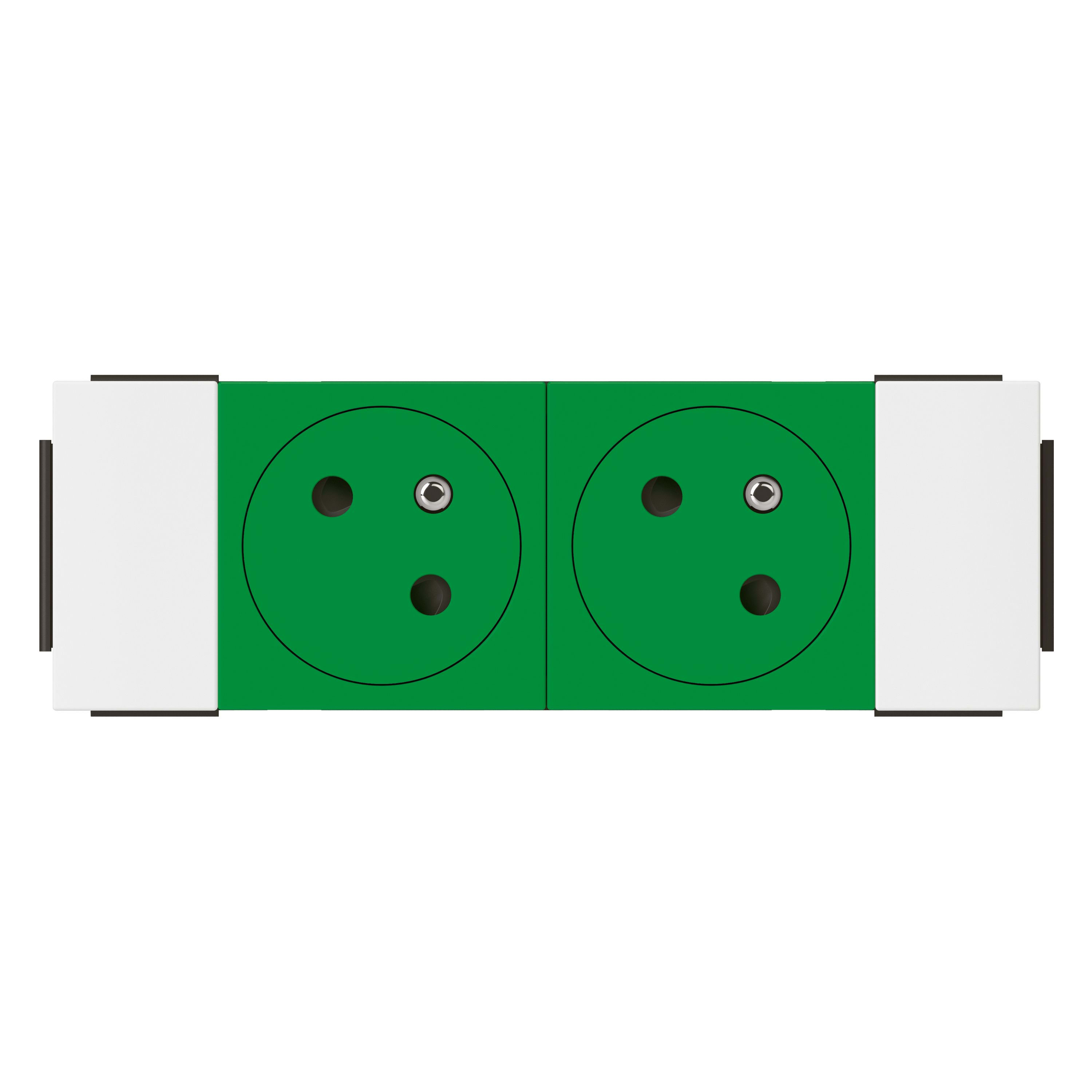 LEGRAND Mosaic Link contactdoos 2x2P+A -vlak- contactdoos op 45°-soluclip-4 modules-groe 077192L