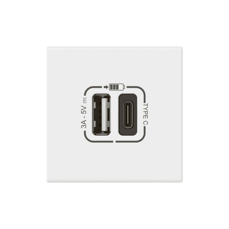 LEGRAND Mosaic Link USB lader type A+C-3A-15W- 2 modules wit 077570L