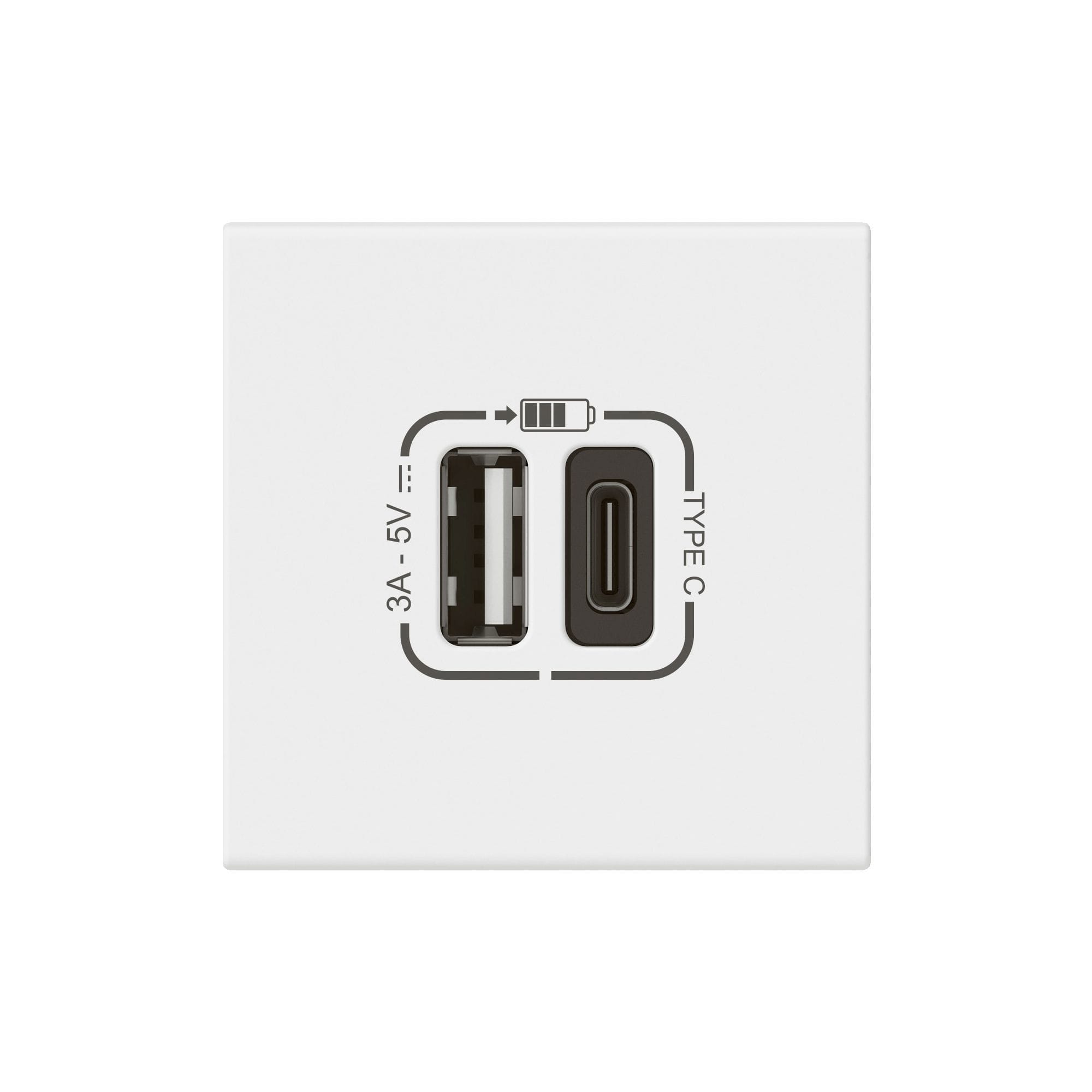 LEGRAND Mosaic Link USB lader type A+C-3A-15W- 2 modules wit 077570L