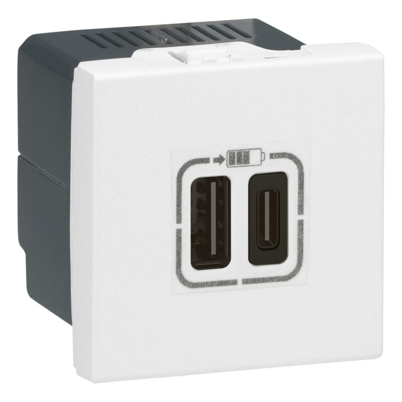 LEGRAND Mosaic USB lader type A+C 2 mod-wit 077592