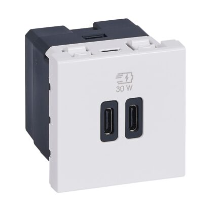 LEGRAND Mosaic USB lader C+C 30W PD - 2 mod - wit 077631L