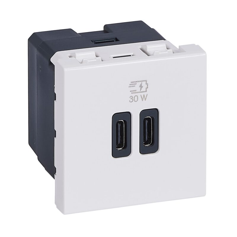 LEGRAND Mosaic USB lader C+C 30W PD - 2 mod - wit 077631L