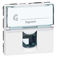 LEGRAND Mosaic contactdoos RJ 11 voor telefoon - 4 contacten - 2 modules - wit 078731