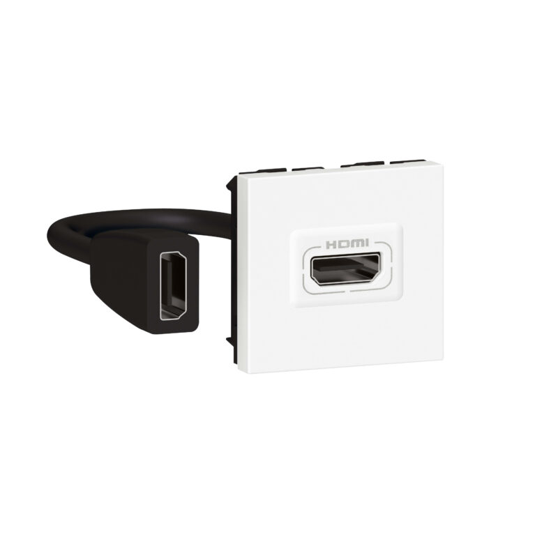 LEGRAND Mosaic HDMI contactdoos type A versie 1.4 voorgeconnecteerde  2 modules wit 078979L