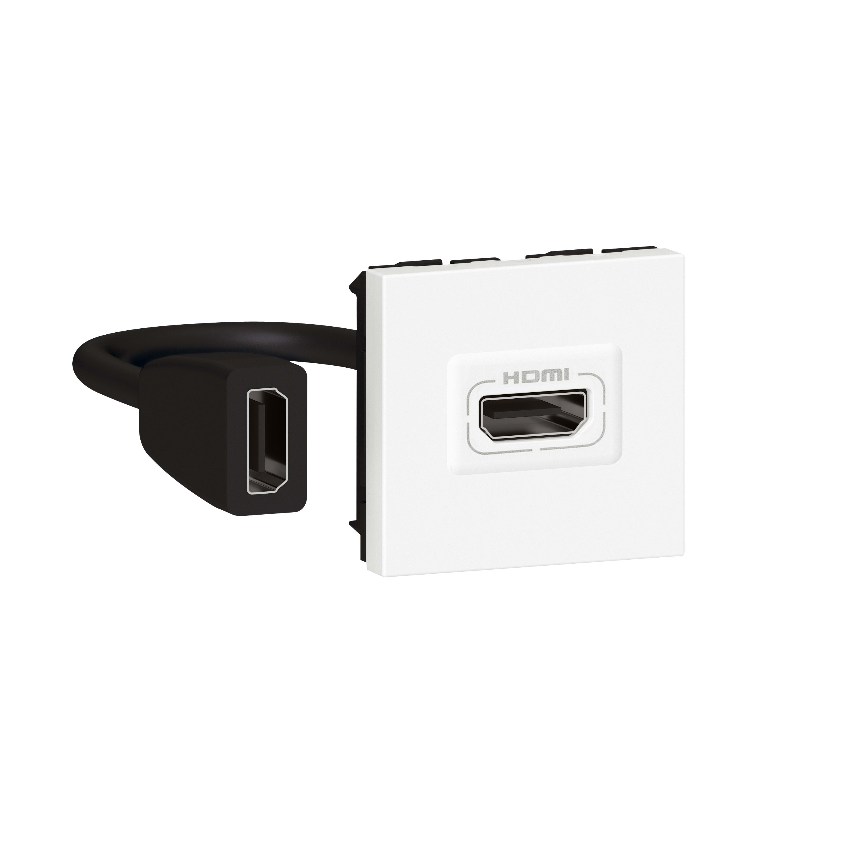 LEGRAND Mosaic HDMI contactdoos type A versie 1.4 voorgeconnecteerde  2 modules wit 078979L
