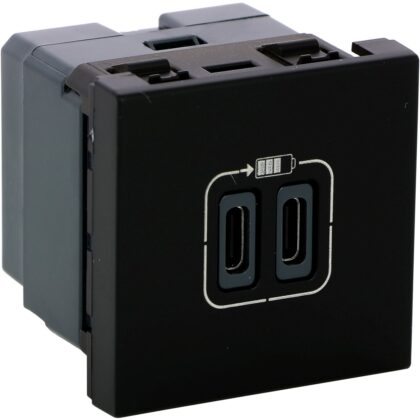 LEGRAND Mosaic 2xUSB lader type C -  3A  - 2 modules - mat zwart 079190L