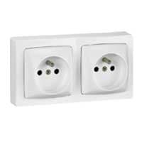 LEGRAND Oteo contactdoos 2x2P+A voorbekabeld horizontaal volledig apparaat wit 086078