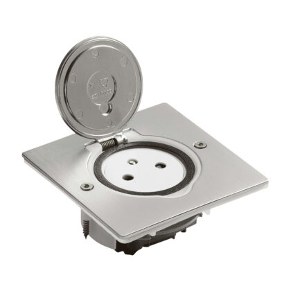 LEGRAND Vloercontactdoos 2P+A-vlak-vierkante vorm- 2 modules-uitvoering in geborsteld in 089760