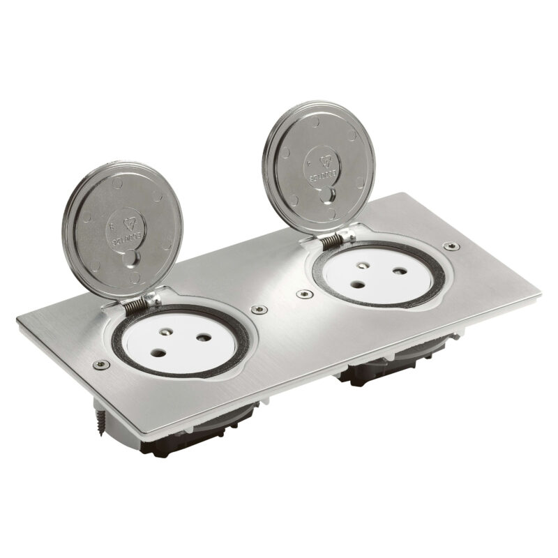 LEGRAND Vloerctdoos 2x2P+A-vlak rechth 4 mod geborsteld inox 089768