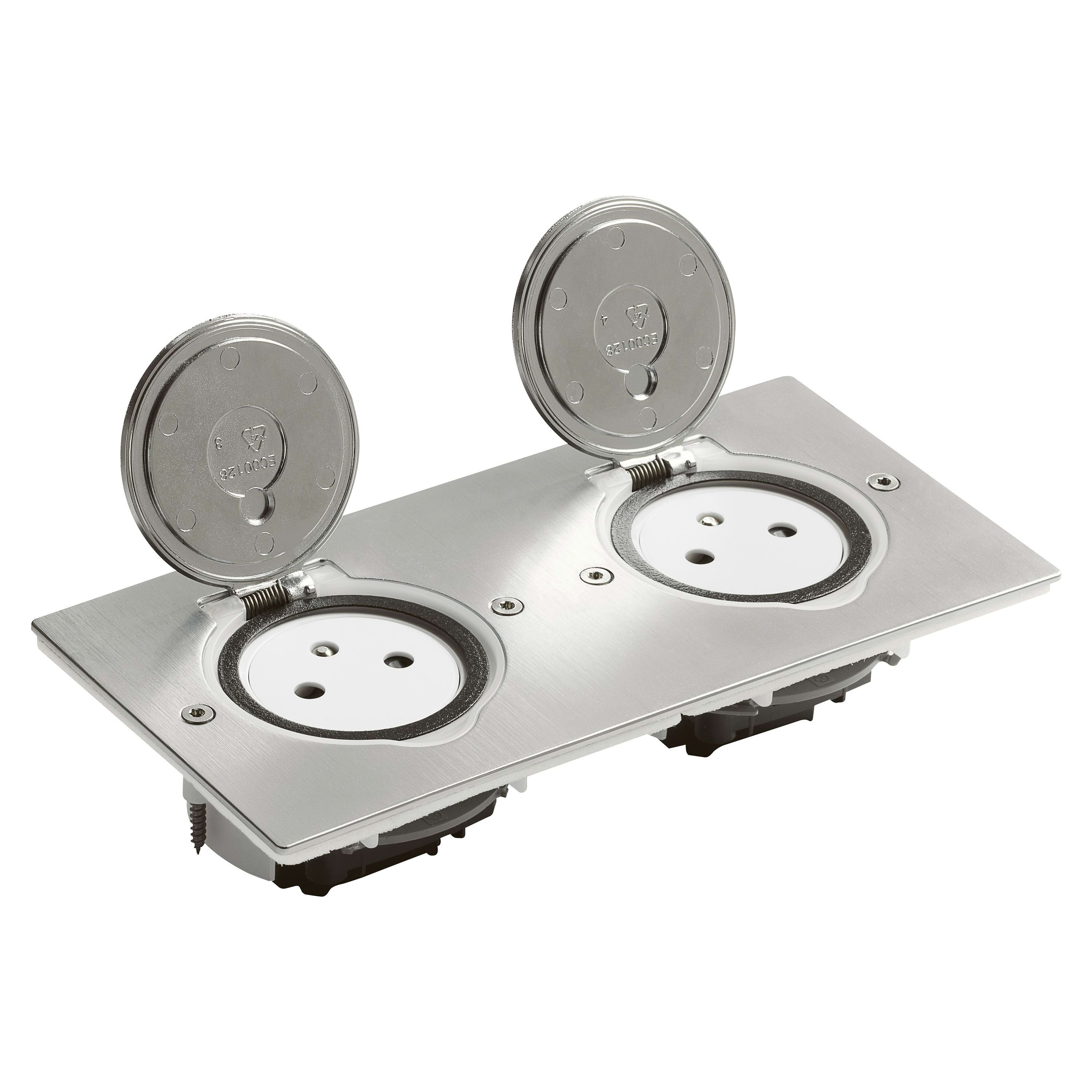 LEGRAND Vloerctdoos 2x2P+A-vlak rechth 4 mod geborsteld inox 089768