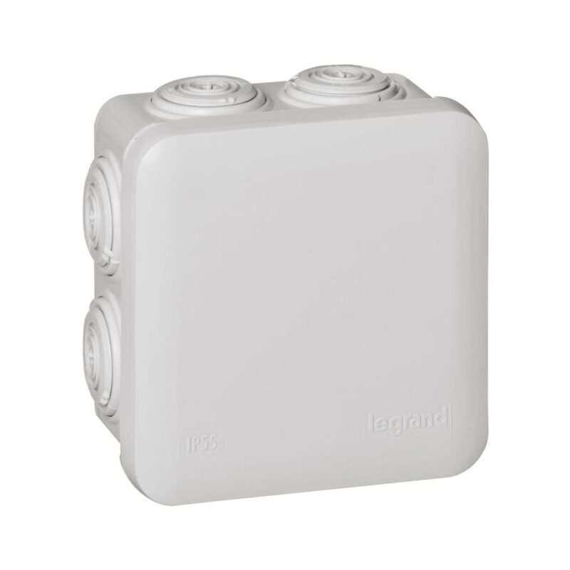 LEGRAND Aftakdoos Plexo vierkant 80x80x45 IP 55 waterdicht -grijs- 7 kabelinvoeren 092012