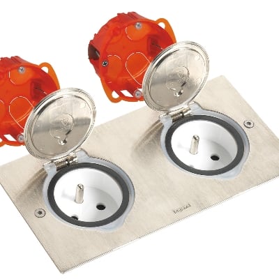 LEGRAND DIY kit dubbele vloerctdoos vierkant 2P alu 092111