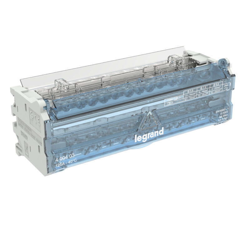 LEGRAND Modulaire verdeelklem 2P 125A - 15 aansluitingen met schroeven - 26kA - 8 mod. 400403