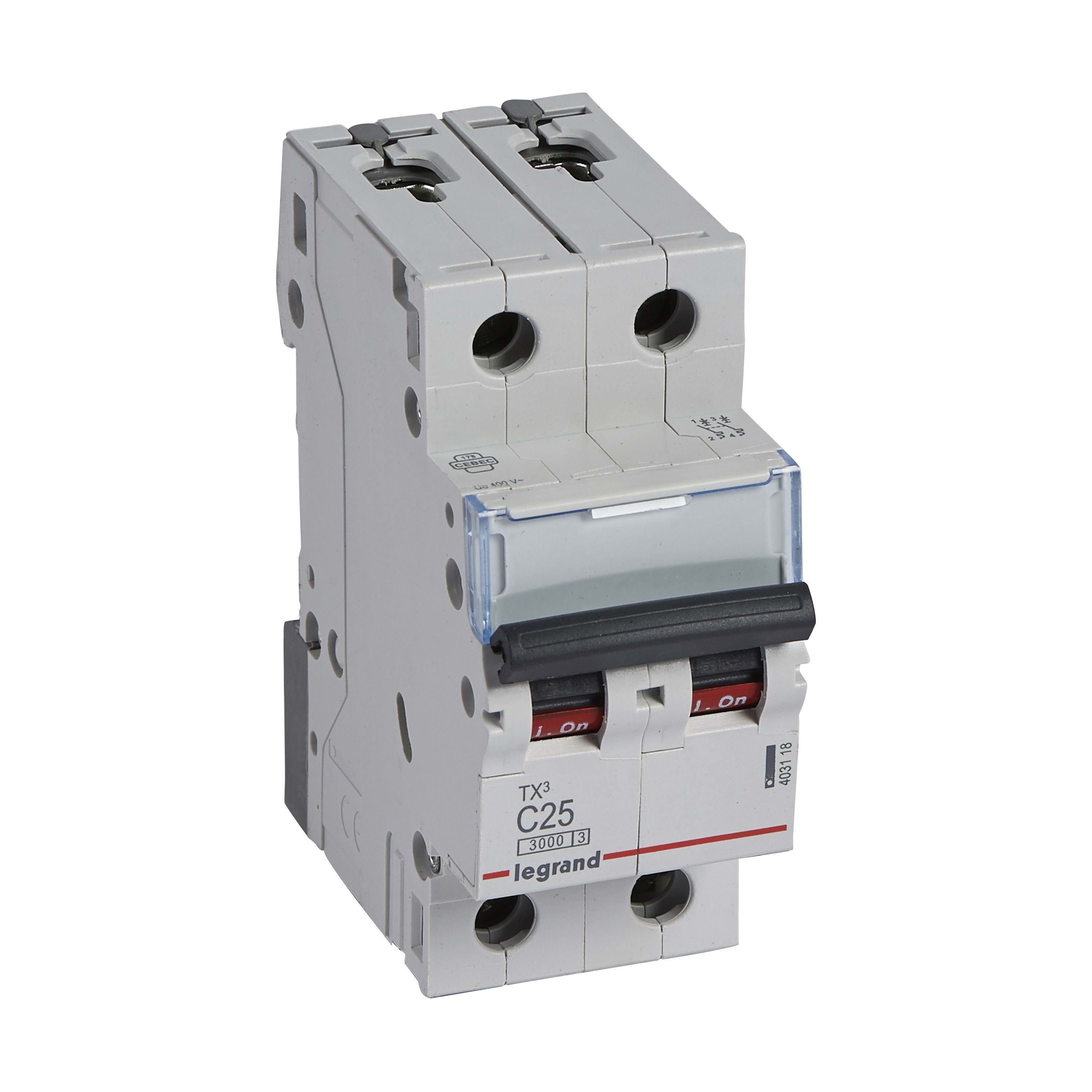 LEGRAND Automaat TX³ 3kA 2P C25 230/400V - 2 modules 403118
