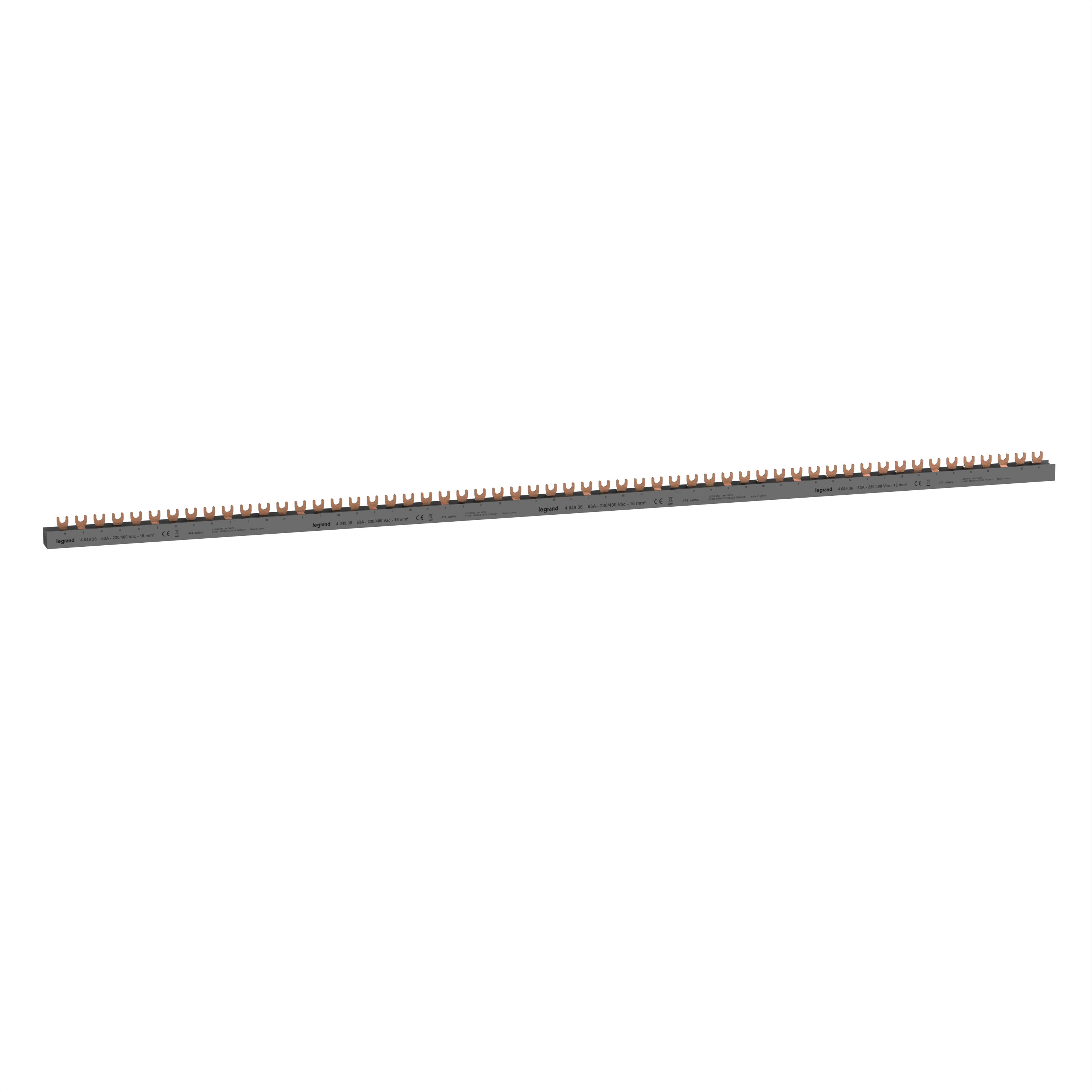 LEGRAND Rail met vorken 4P - 14 app. 56 modules - 16 mm² 404936